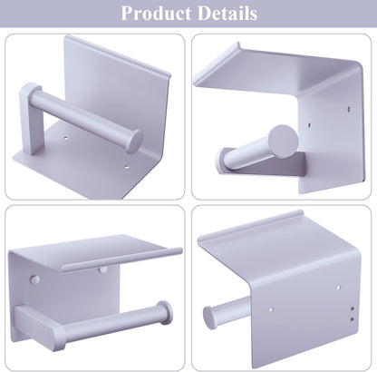 Tindbea Toilet Paper Holder with Shelf Adhesive or Screw Wall Mounted Toilet Paper Roll Dispenser Storage, Stainless Steel Bathroom Shelf Holder Accessories (Lavender Purple)