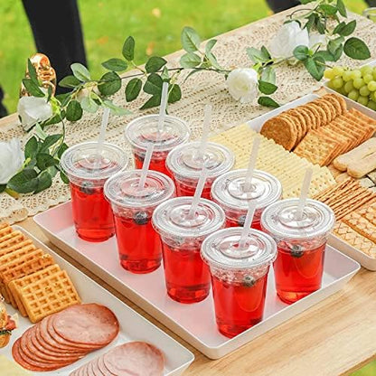 VITEVER [100 Sets - 24oz Plastic Cups with Lids and Straws, Disposable Cups for Iced Coffee, Smoothie, Milkshake, Cold Drinks - Clear (Pack of 2)