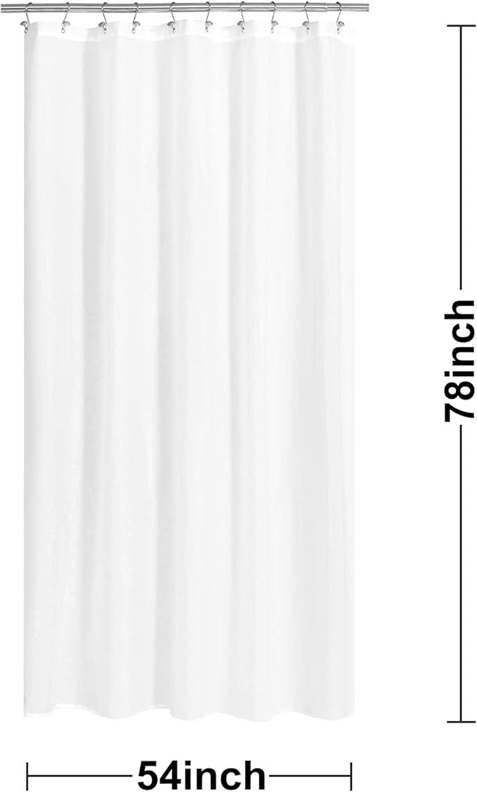 N&Y HOME Fabric Shower Curtain Liner 54 x 78 inches Bath Stall Size, Hotel Quality, Washable, Water Repellent, White Spa Bathroom Curtains with Grommets, 54x78