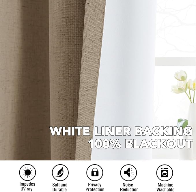 H.VERSAILTEX Linen Curtains 100% Blackout Curtains
