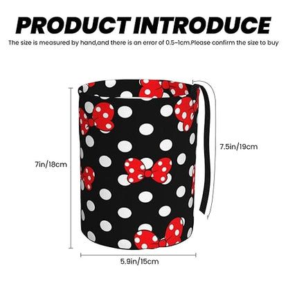 Cute Red Bow Polka Dot Car Trash Can Garbage Cans Foldable,Small Hanging Car Organizer Storage Bag Leak Proof, Auto Back Seat Trash Bin Universal for Truck, SUV, Outdoor Travel