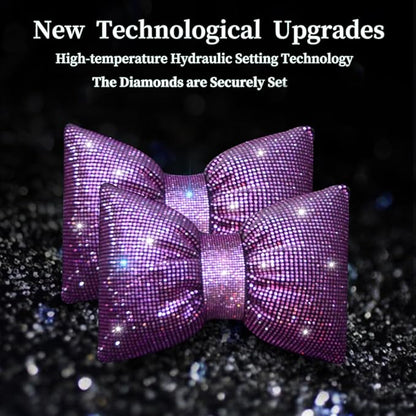 Car Pillow Headrest Auto Seat Headrest Cushion with Bow Tie Sparkly Bling Bling Rhinestone Accessories for Women Girls and Ladies Travel Comfort Head and Neck Rest Pink 2Pcs