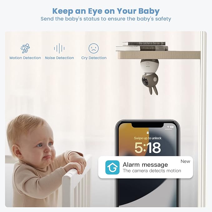 ieGeek Baby Monitor with 2K HD Resolution, Pan-Tilt-Zoom Video Baby Monitor
