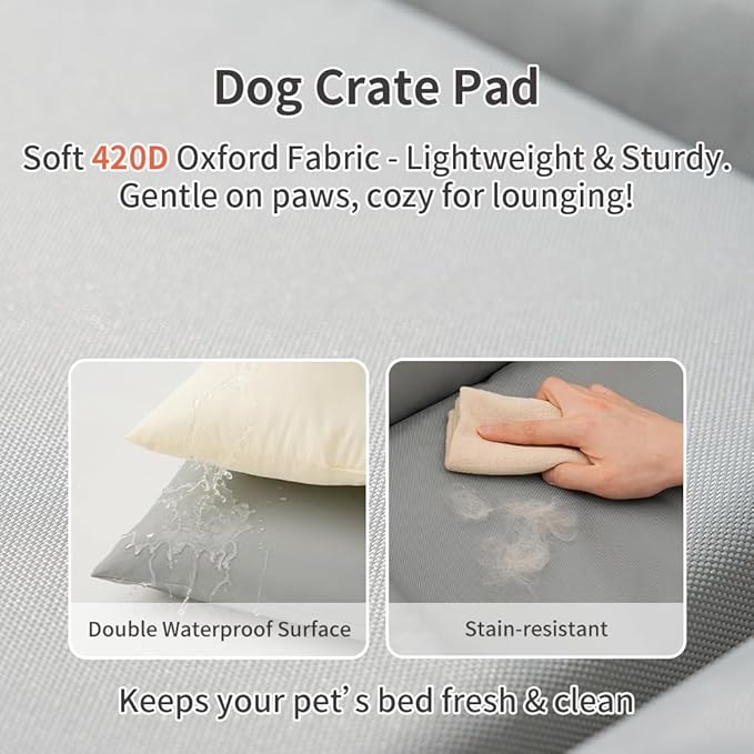 SOMAHE Cat Bed for Cats Crate Oxford Puppy Crate Pad Waterproof Pet Beds Outdoor Cage Mat Easy Rinse Grey 24×18×3 Inch