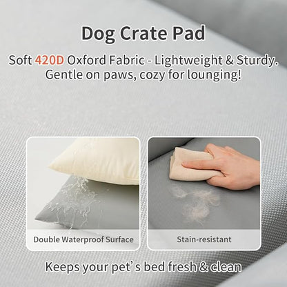 SOMAHE Cat Bed for Cats Crate Oxford Puppy Crate Pad Waterproof Pet Beds Outdoor Cage Mat Easy Rinse Grey 24×18×3 Inch