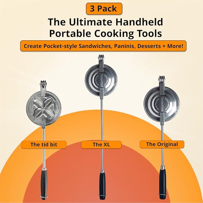 Sandwich Grill 3-Pack | Handheld Sandwich Maker & Panini Press, Portable Cast