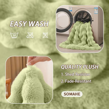 Cat Blanket for Indoor Cats Ultra Soft Plush Faux Fur Kitten Blankets Machine Washable Reversible Pet Throw Protector for Couch Furniture 21"X 18"Fruit Green