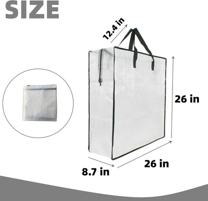 6 Pack Clear Storage Bags with Zipper and Handles, Blanket Bags For Closet Storage, Moving and Packing Supplies for College, Underbed Storage Organizer for Clothes Pillow Bedding Christmas Wreath