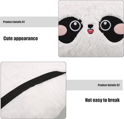Cartoon Panda Plush Car Seat Cushion Lumbar Support Pillow for Driving Office Chair with Shoulder Relaxer and Headrest Cushion