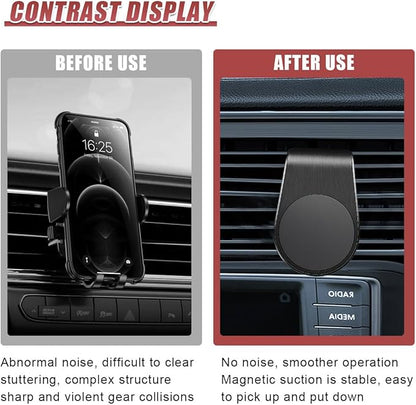 YoRise Magnetic Car Phone Holder, L Type 360° Rotatable Adjustable Car Air Vent Cellphone Mount, No-Hand Clip-On Navigation Bracket, Universal Vehicle Smartphones Stand Accessories (Black)