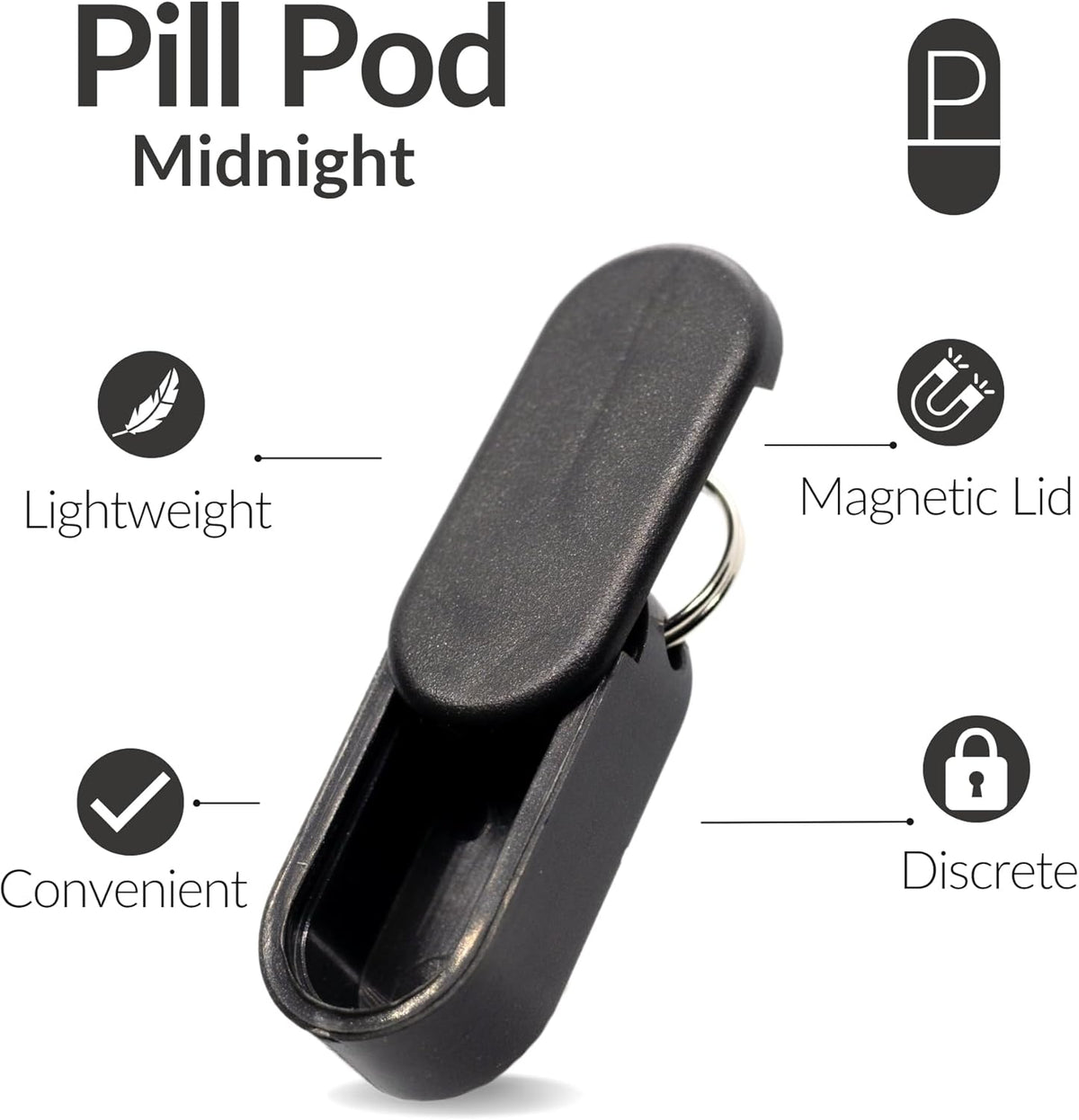 Magnetic Keychain Pill Holder 3-Pack - Compact, Durable, Lightweight with Sleek Minimalist Design - Secure, Discrete, Portable Pill Holder Keychain (Luxe 3-Pack)