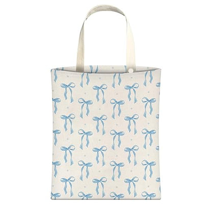 Cute Car Trash Can, Hanging Canvas Car Back Seat Organizer and Storage Bag, Funny Car Trash Bag For Travelling, Outdoor Cute Blue Bows