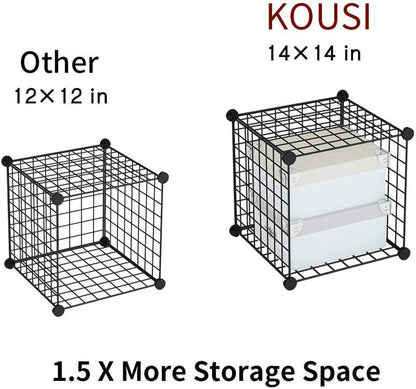 Metal Grid 14"x14" Wire Cube Storage - 30 - Cube Modular Shelving Unit, Stackable Bookcase for Office, Bedroom & Living Room