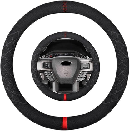 Suede Steering Wheel Cover,Compatible with Ford Expedition F-150 F-250 F-350 Suede Leather Sport Non-Slip Wheel Cover Car Interior Accessories 15.5 16 inch for Man and Women