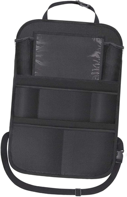 Car Seatback Storage Bag with Tablet Holder, Side Seat Organizer Pouch for, Sturdy Auto Hanging Pocket for Backseat Travel Essentials and Storage