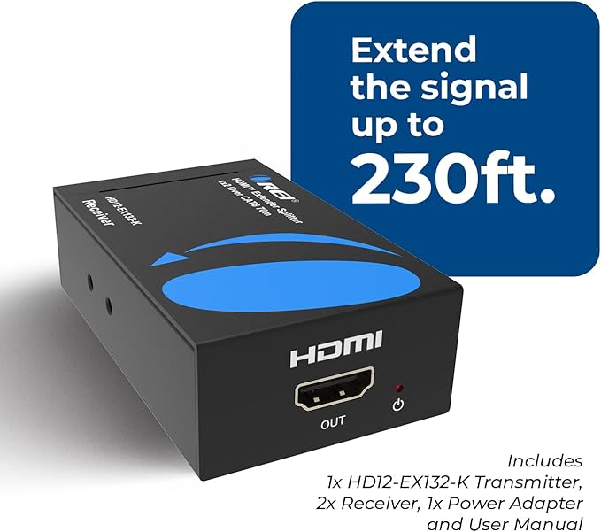 OREI 1x2 HDMI Extender Splitter Over Single Cable CAT6/7 1080P EDID Management