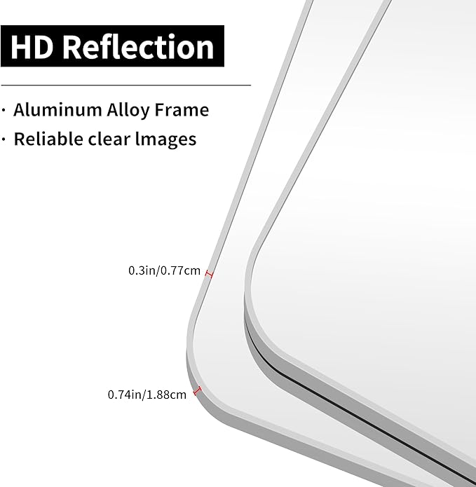 Silver Bathroom Mirror, 30 x 30 Inch Silver Square Mirror, Metal Framed