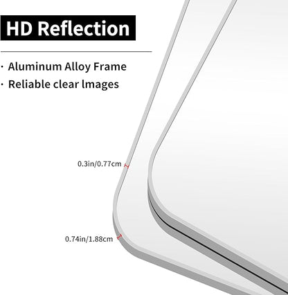 Silver Bathroom Mirror, 30 x 30 Inch Silver Square Mirror, Metal Framed