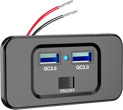 USB Socket for - 12 V USB Port, Phone Charger for | 72 W High Power USB Socket, QC 3.0 Fast Charging Ports, Multi-Port Car Socket Adapter for Motorcycle Trucks
