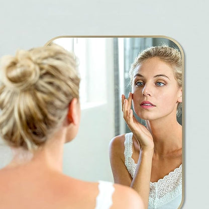 16x24 Inch Gold Bathroom Mirror, Brushed Brass Gold Metal Framed Rectangular