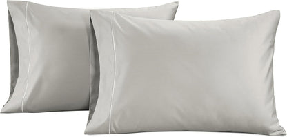 LANE LINEN Pillows Queen Size Set of 2 Soft 100% Egyptian Cotton Cool & Smooth 1000 Thread Count Pillow Cases - Silver