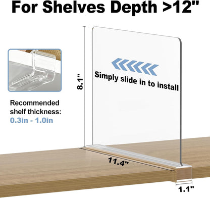 Purse Organizer for Closet Shelf Dividers: 16-Pack Adjustable Clear Acrylic Bag Storage Organizer for Handbags, Sweaters, Towels, Jeans and Shoes on Wood Shelves