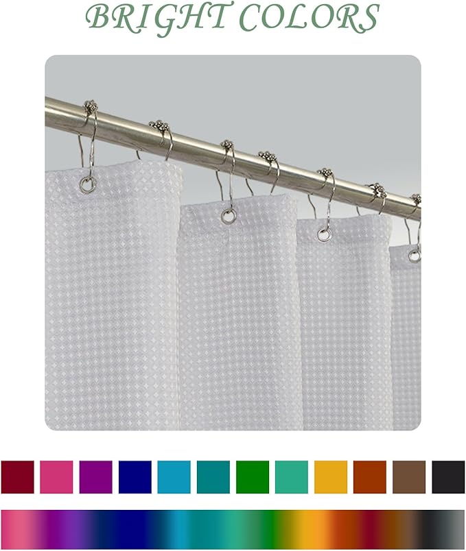 ggaimwf 72x96 Inch Solid Color Shower Curtain for Bathroom Waffle Bath Water Resistant Fabric Curtains Platinum Gray Modern Thick Shower Stall Curtain with Metal Hooks