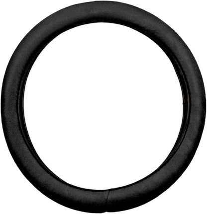 BDK Ergonomic Leather Grip Steering Wheel Cover - Soft Plush Memory Foam Grip for Standard Size Wheels 14.5-15 inch Black