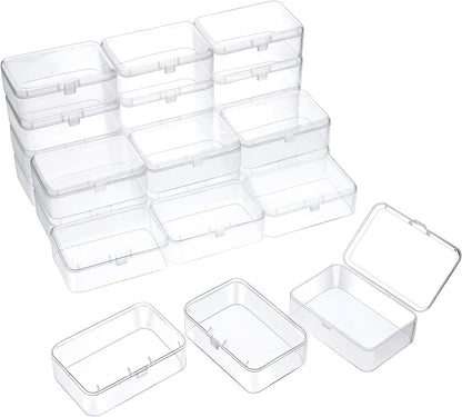 SATINIOR 24 Packs Small Clear Plastic Beads Storage Containers Box with Hinged Lid for Storage of Small Items, Crafts, Jewelry, Hardware (3.5 x 2.4 x 1.2 Inches)