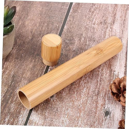 Bamboo Toothbrush Tube Case Handmade Vintage Portable Travel Holder