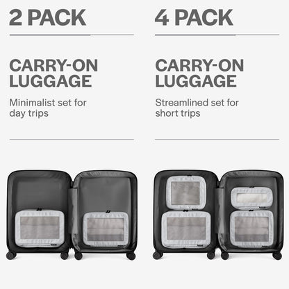 Aerotrunk Compression Packing Cubes for Travel - Luggage Organizer Bags - Double Zipper Packing Cubes for Suitcases (2-Pack, Light Grey)
