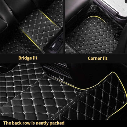 Custom Car Floor Mats Fit for 99% Sedan SUV Sports Car Protection Full Coverage Pads Anti-Slip Leather Floor Lining Pads All Weather Car Floor Mats (Black)