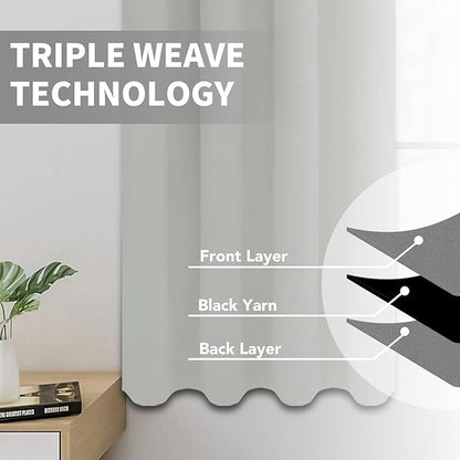 Easy-Going Blackout Curtains for Bedroom, Solid Thermal Insulated Grommet and