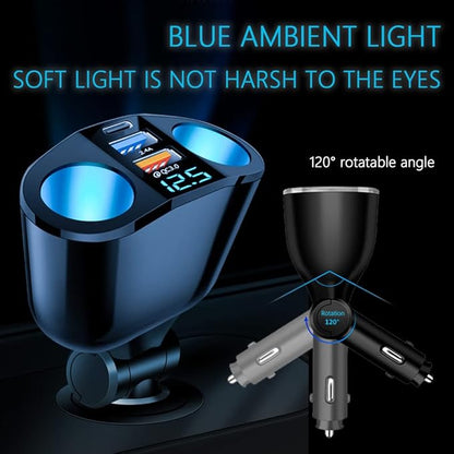 Multi Ports Cigarette Lighter USB Charger,Dual Cigarette Lighter Splitter&QC3.0/PD Super Fast Charging Car Charger Compatible with iPhone 14/13/12/11 Pro Max,Galaxy S23/22/21,iPad,GPS (QC3.0+2.4A+PD)