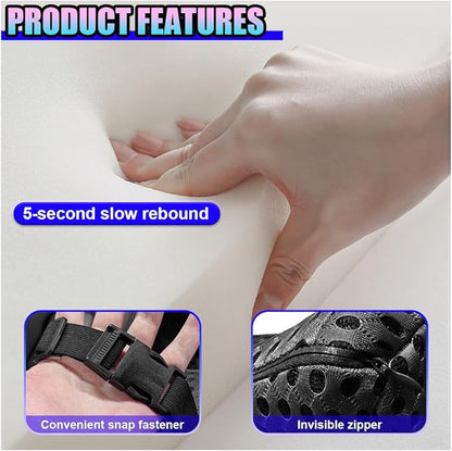 Ergonomic Memory Foam Car Neck Pillow with Adjustable Strap & Machine-Washable Cover - Long-Lasting Support for Long Drives & Office Use(Black)