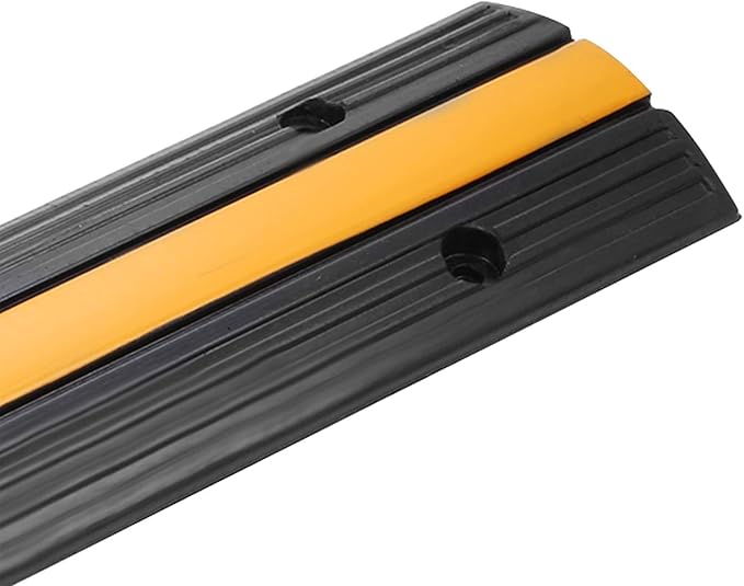 Reliancer 4 Pack 1-Channel Rubber Cable Protector Ramp Traffic Speed Bump