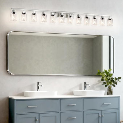 DIKAIDA Brushed Nickel Bathroom Vanity Light, 12 Light Brushed Nickel Bathroom