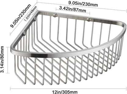 Bathroom Shower Caddy Corner Shelf Basket, Ultra Sturdy Rust-Proof Stainless Steel Shelf Organizer Shampoo Holder, Wall Mounted Storage Rack for Bathroom Kitchen, Brushed Nickel