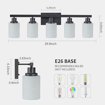 DIKAIDA Bathroom Vanity Light, 5-Light Vanity Lighting Fixture Over Mirror