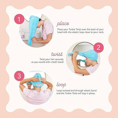 Turbie Twist 2-Pack Extra Long Microfiber Hair Towel for Beauty, Travel, Gifting - Hair Wrap Turban for Long & Thick Hair - Premium Personal Care - White & White