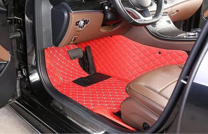 Custom Personalized Floor Mats for Cars，Luxury Full Coverage All Weather Car Floor Mats，Anti-Slip Leather Car Mat Set ，Custom Floor Mats for 99% of Cars, Trucks & SUVs (Black Red 1)