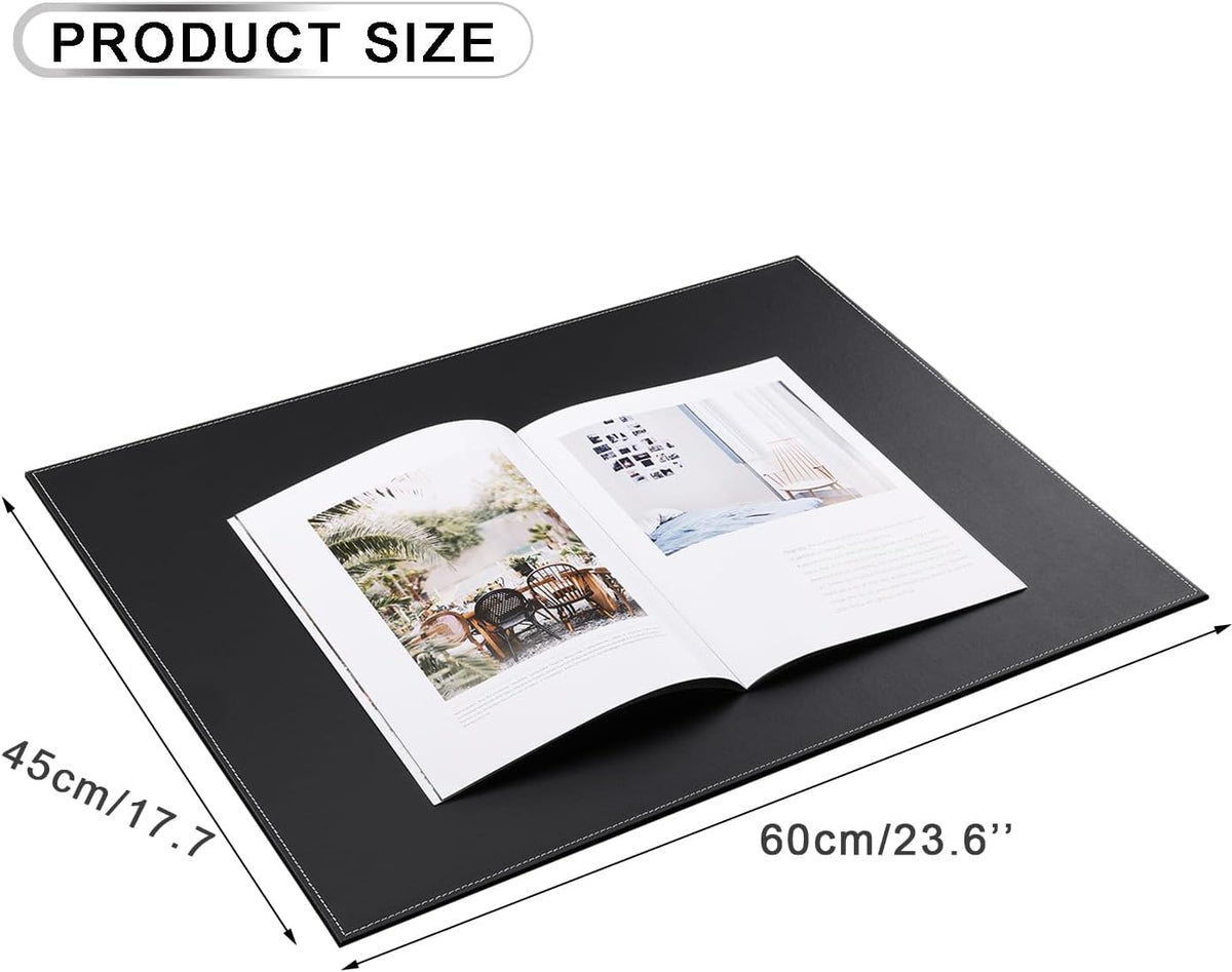 KINGFOM Desk Pad & Mat 24" x 18" Protector Large Mouse Pad PU Leather for Desktops and Laptops (Black)