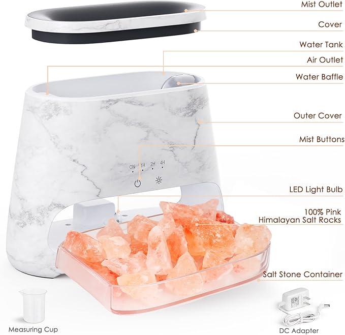 SALKING 2-in-1 Ultrasonic Essential Oil Diffuser & Himalayan Salt Lamp