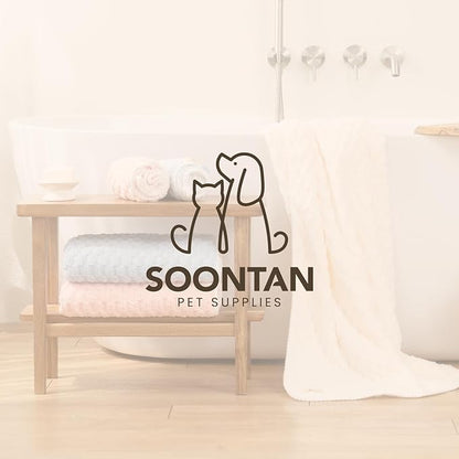 SOONTAN Microfiber Dog Towel Set for Drying Dogs – Absorbent, Quick-Dry, and Soft Towels for Bathing and Grooming Dogs and Cats, Including 2 Different Sized – Cloud Pet Towels (Pink)