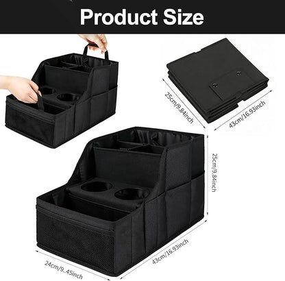 Car Seat Organizer Backseat and Passenger Seat Organizer with 9 Compartments 2 Cup Holders Car Organizer Front Seat Storage for Travel Kids，Black