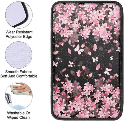 Dreaweet Car Center Console Cover Pink Cherry Blossoms Car Accessories Armrest Cover for Car Truck SUV Sedan for Women,Universal Armrest Cover for Car Center Console