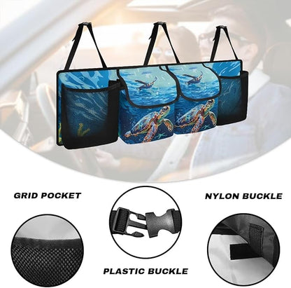 Sea Turtles Trunk Organizer for Women Men Starfish Auto Hanging Seat Back Storage for SUV,Truck,Van Car Organization