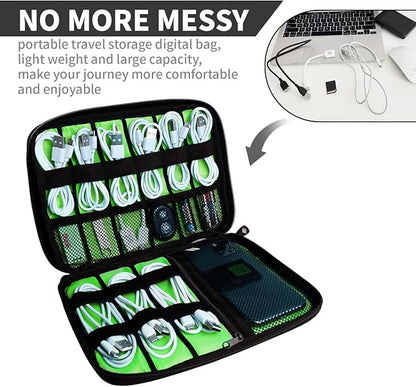 Electronics Travel Organizer,Portable Waterproof Electronic Travel Storage Bag for Small Charging Cord Storage,Charger,SD Card etc,for Travel,Business- Blue Green