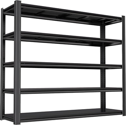 Industrial Storage Rack,Heavy-Duty Steel Shelving Unit,Multi-Purpose Garage Organization System Black 72" H x 62" W x 23.5" D 5-Tier