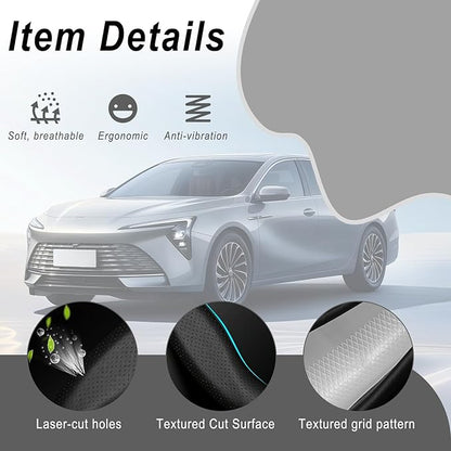 Car Steering Wheel Cover Black, Non-Slip Wear-Resistant Carbon Fiber Steering Wheel Cover, Breathable Drilled O-Type Leather Sleeve, Universal Car Interior Accessories for Most Vehicle